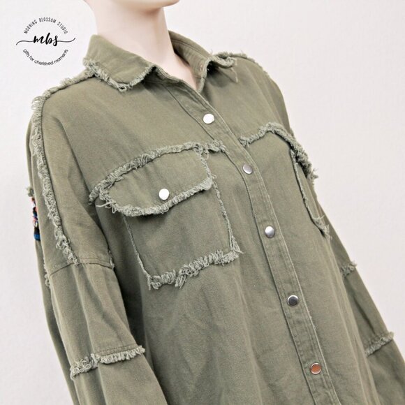 Jubylee Bohemian Floral Embroidered Frayed Hem Jacket Multicolor Women One Size - Picture 8 of 13